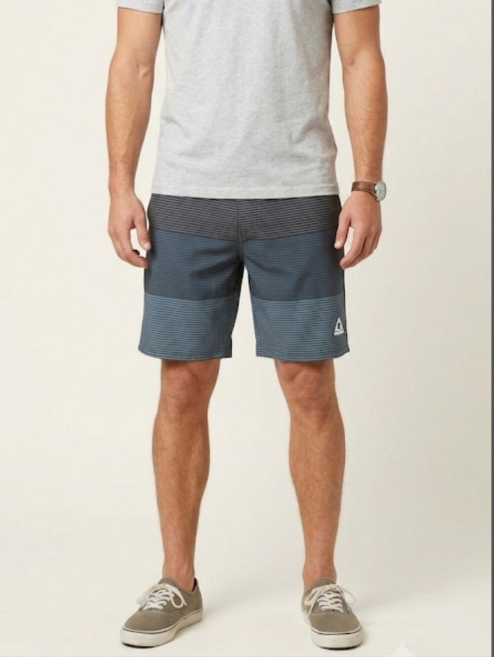 Gerry Men's Board Shorts Swim Trunks Size Large Striped Blue Grey Quick Dry